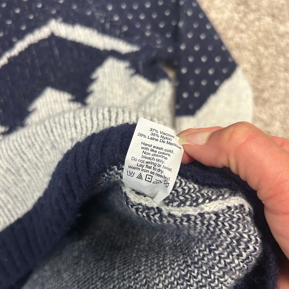 J.Crew Ski Sweater Women Small Wool Blend Mountain Chalet Winter Nordic Navy - Picture 7 of 8